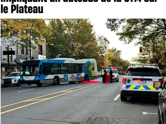 悲剧再现！蒙特利尔行人不幸遭STM公交车撞击身亡