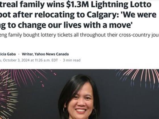 刚到卡尔加里，23年蒙特利尔生活的家庭意外斩获百万大奖