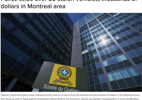 蒙特利尔警方大规模打击盗窃：数十辆失窃汽车与巨额现金接连缴获