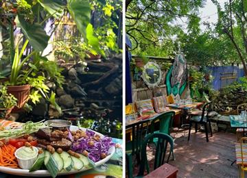隐于市区的梦幻咖啡馆：Café Santropol 的绿意庭院、暖灯与锦鲤池