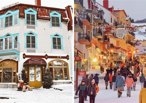 蒙特利尔近郊这座闪烁小镇：宛如节日童话中的温馨街区，咖啡馆温暖、商铺灯火通明